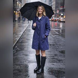 Sears Vintage Y2K Women's Classic Navy Trench Coat Size XL